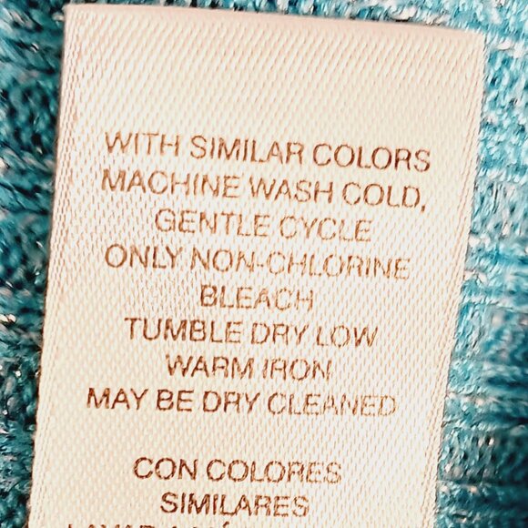 Chico's, Turquoise Blue, Sparkle, Ribbed Knit Top with 3/4 Sleeves,  Size Small - Picture 12 of 12